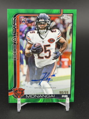2025 Topps Chrome #RA-KYM Kyle Monangai Rookie Auto Green Lava Refractor /99