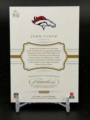 2018 Panini Flawless #PI-LY John Lynch 2017 Flawless Premium Ink Silver #/20