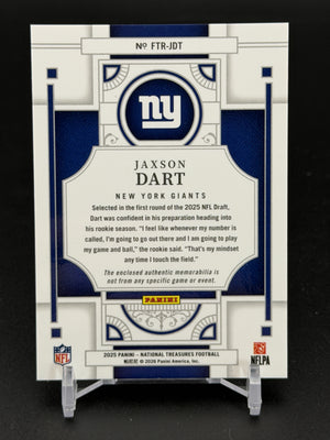 2025 National Treasures #FTR-JDT Jaxson Dart Franchise Prime Patch Silver /25