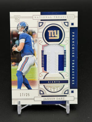 2025 National Treasures #FTR-JDT Jaxson Dart Franchise Prime Patch Silver /25