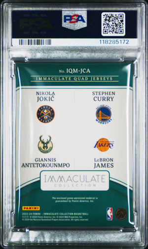 2023 Immaculate Curry Giannis LeBron Jokic Game Used Jersey /99 PSA Authentic
