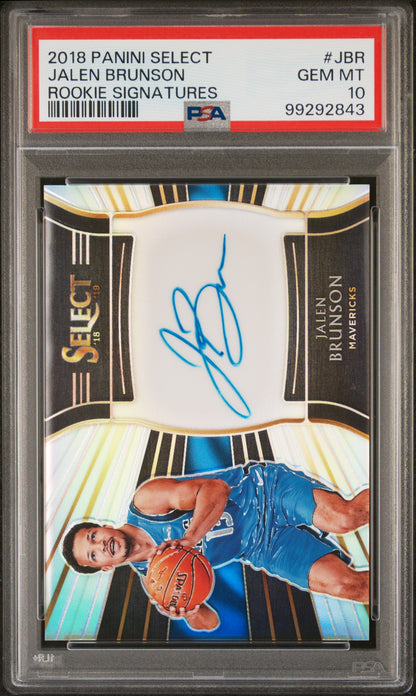 2018-19 Panini Select #RS-JBR Jalen Brunson Rookie Signatures #/199 PSA 10