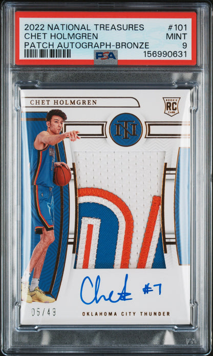 2022-23 National Treasures #101 Chet Holmgren Bronze Patch Auto /49 PSA 9 PC