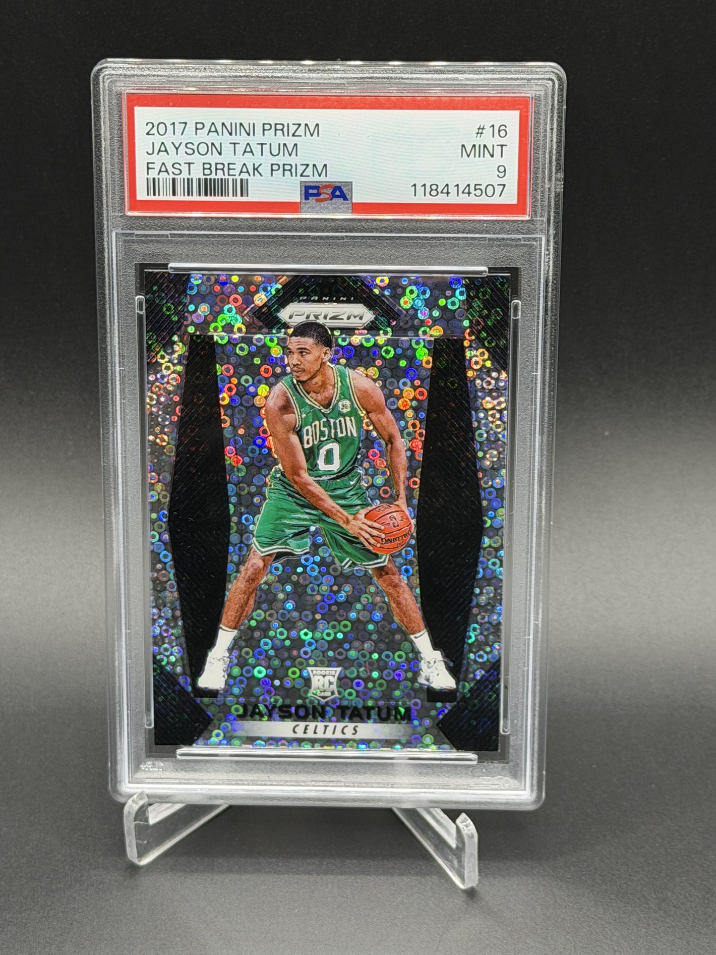 2017-18 Panini Prizm #16 Jayson Tatum Prizms Rookie RC Fast Break PSA 9