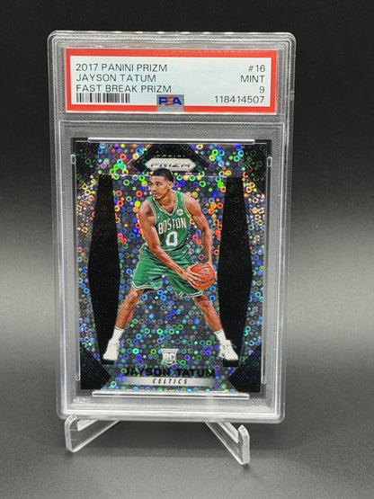2017-18 Panini Prizm #16 Jayson Tatum Prizms Rookie RC Fast Break PSA 9