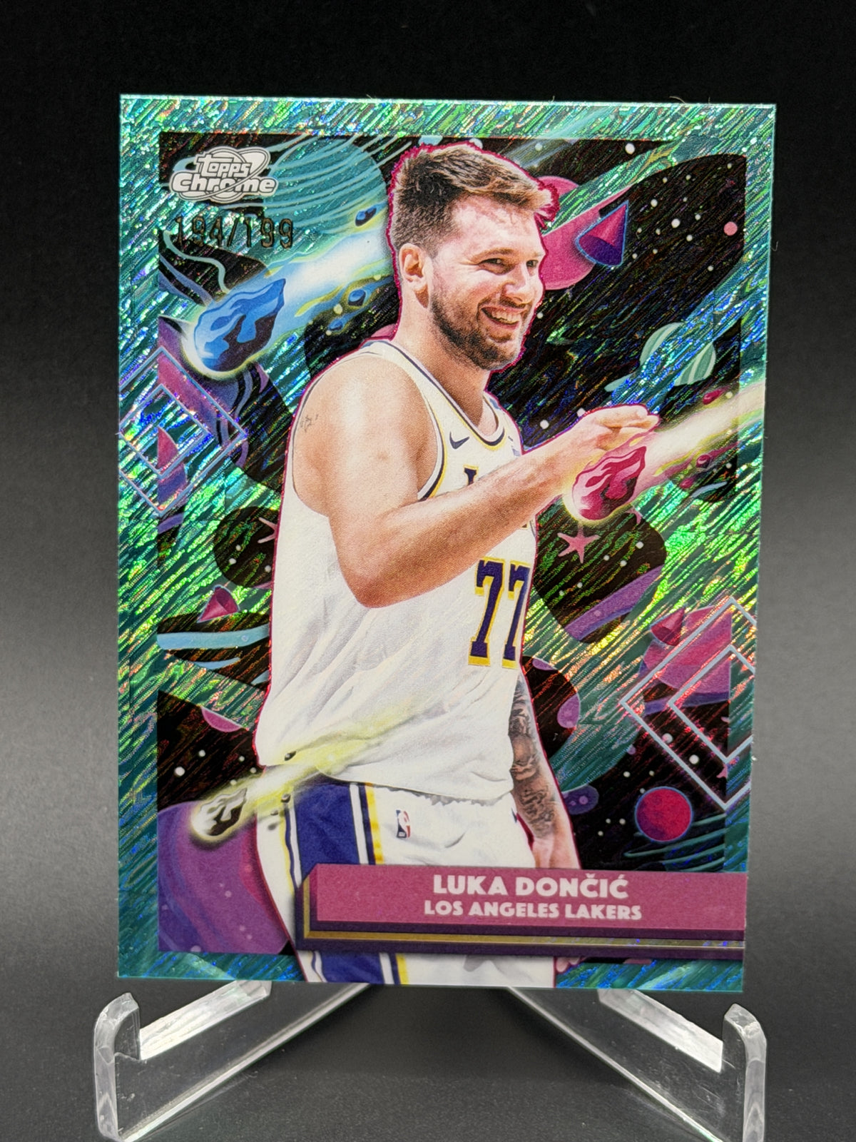 2025-26 Topps Chrome Cosmic #66 Luka Dončić Aqua Equinox Refractor #/199