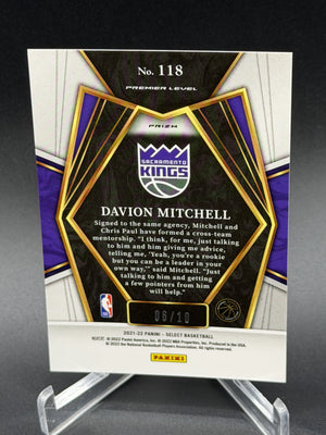 2021-22 Panini Select #118 Davion Mitchell Rookie RC Gold Flash Prizms #/10