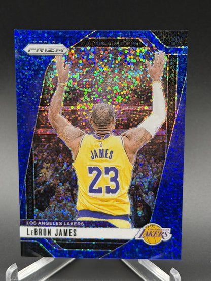 2024-25 Panini Prizm #130 LeBron James Prizms Blue Sparkle #/144