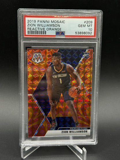 2019-20 Panini Mosaic #209 Zion Williamson Reactive Orange PSA 10
