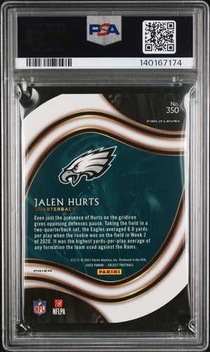 2020 Panini Select #350 Jalen Hurts White Prizm Die Cut PSA 10