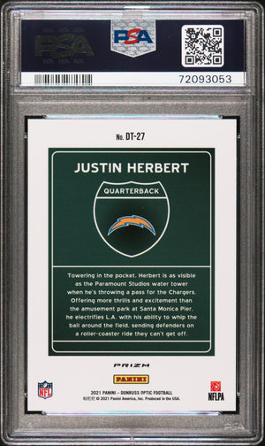2021 Donruss Optic #DT-27 Justin Herbert Downtown! PSA 10