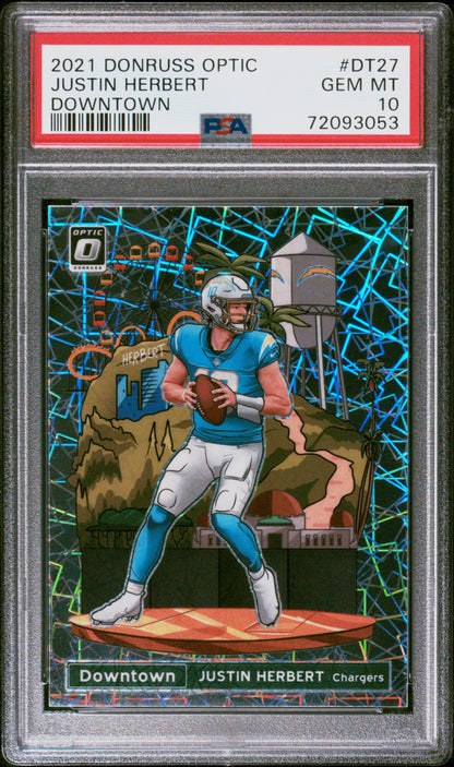 2021 Donruss Optic #DT-27 Justin Herbert Downtown! PSA 10