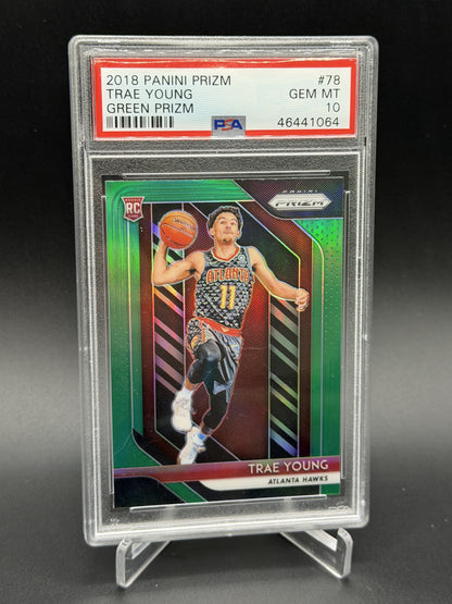 2018-19 Panini Prizm #78 Trae Young Prizms Green PSA 10