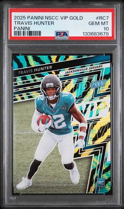 2025 Panini NSCC Gold VIP #RC7 Travis Hunter Rookies Baja Tiger Stripes PSA 10