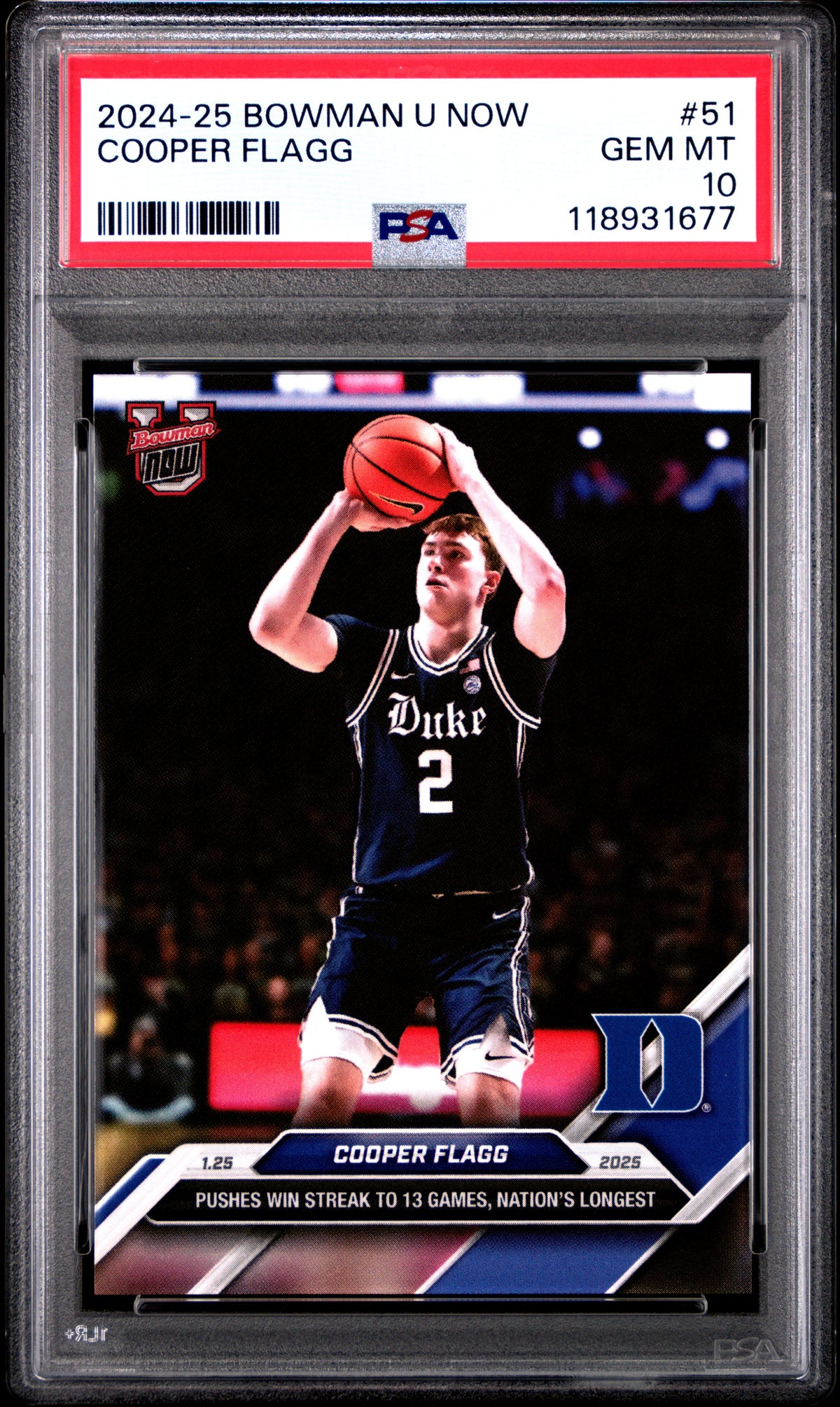 2024-25 Bowman U Now #51 Cooper Flagg PSA 10