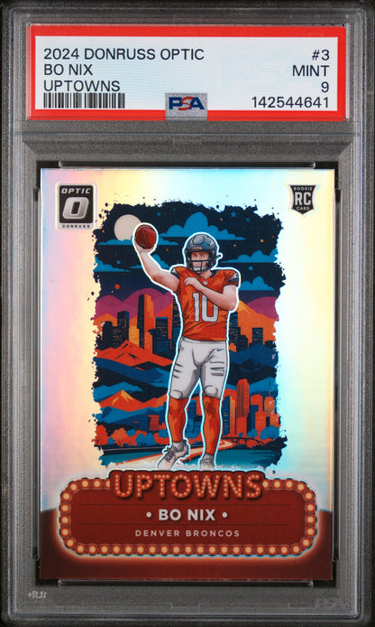2024 Donruss Optic #3 Bo Nix Uptowns PSA 9