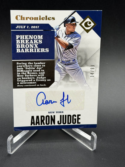 2017 Panini Chronicles #CA-AJ Aaron Judge Rookie RC Auto Gold #/99