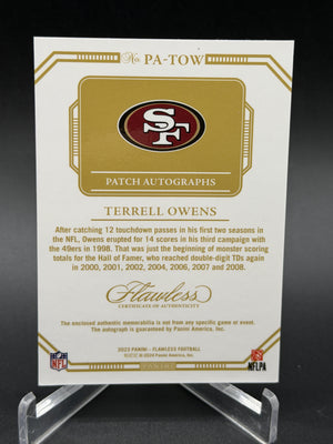 2023 Panini Flawless #PA-TOW Terrell Owens Patch Autographs Silver #/20