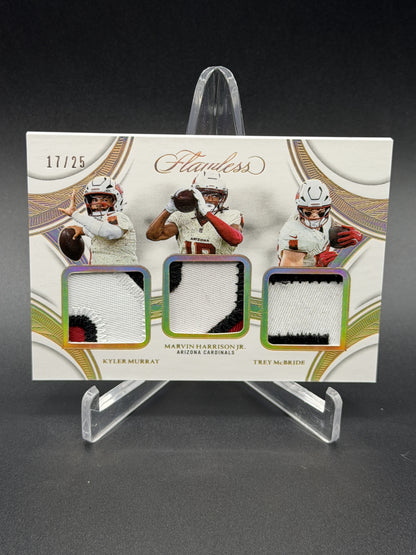 2025 Flawless Kyler Murray Marvin Harrison Jr. Trey McBride Triple Patches /25
