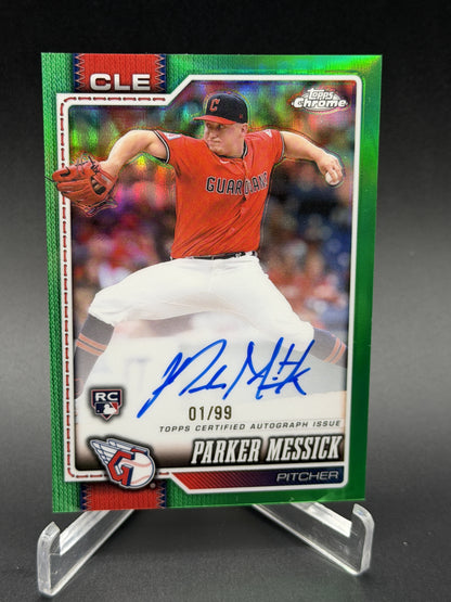 2026 Topps Chrome #RA-PM Parker Messick Rookie Autographs Green Refractors #/99