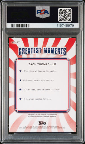 2024 Topps Finest #FG-ZT Zach Thomas Greats Auto Gold Geometric /50 PSA 10