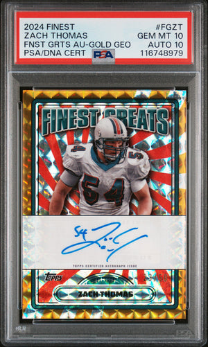 2024 Topps Finest #FG-ZT Zach Thomas Greats Auto Gold Geometric /50 PSA 10