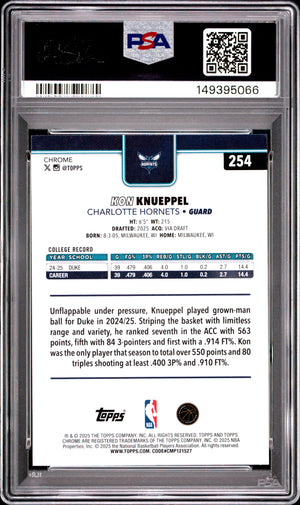 2025-26 Topps Chrome #254 Kon Knueppel RC Red White and Blue Refractor PSA 10