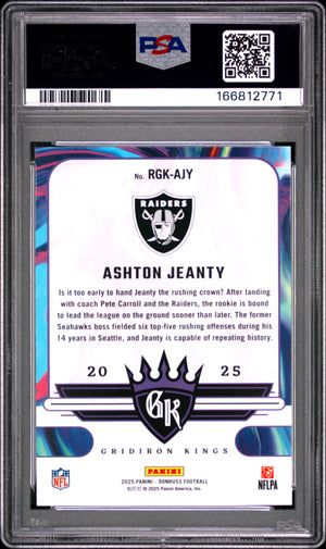 2025 Donruss #RGK-AJY Ashton Jeanty Rookie Gridiron Kings PSA 10