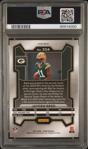 2023 Panini Prizm #334 Jayden Reed Rookie RC Black and White Checker PSA 10