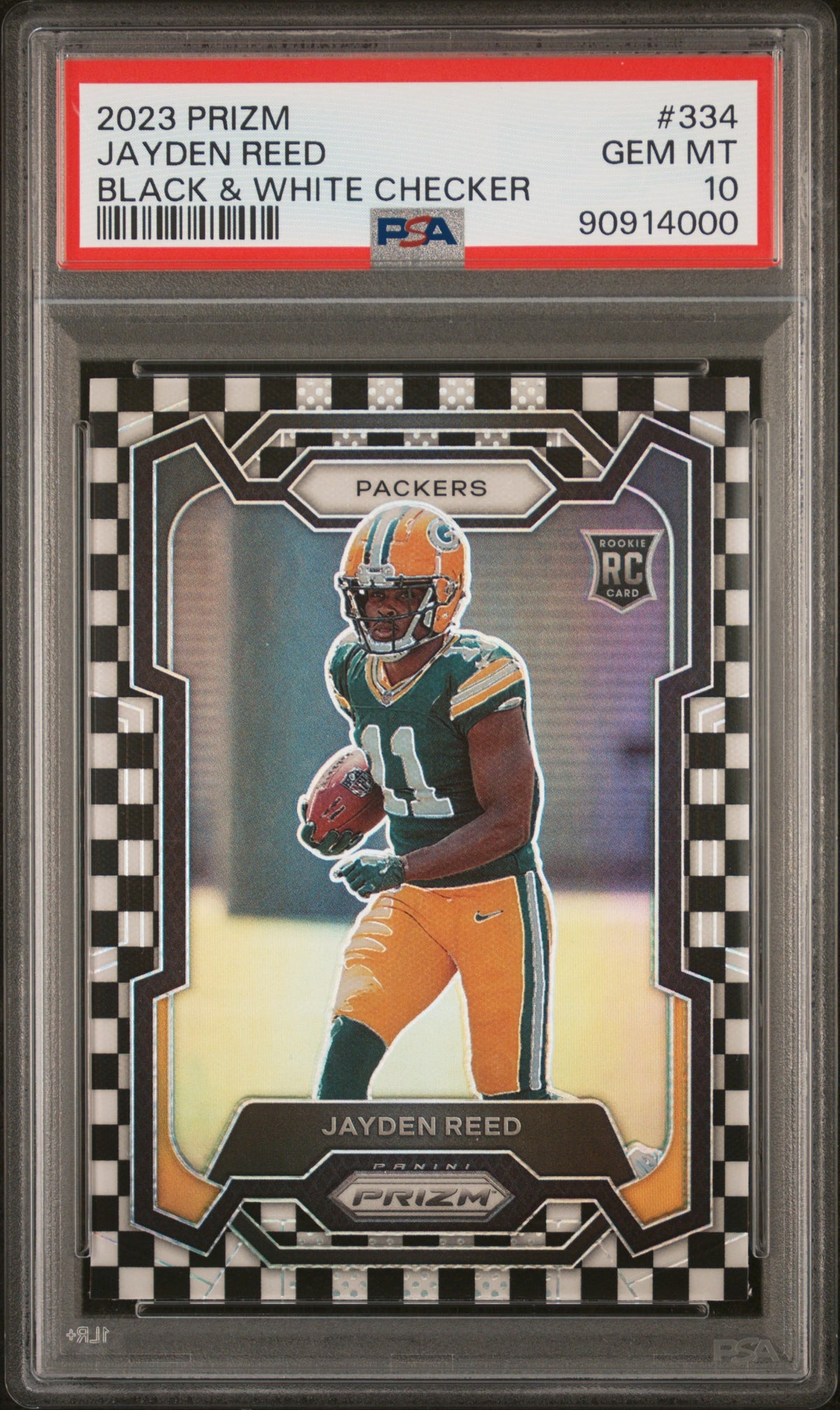 2023 Panini Prizm #334 Jayden Reed Rookie RC Black and White Checker PSA 10