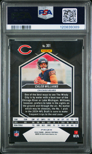 2024 Panini Mosaic #301 Caleb Williams Rookie RC Mosaic Green PSA 9