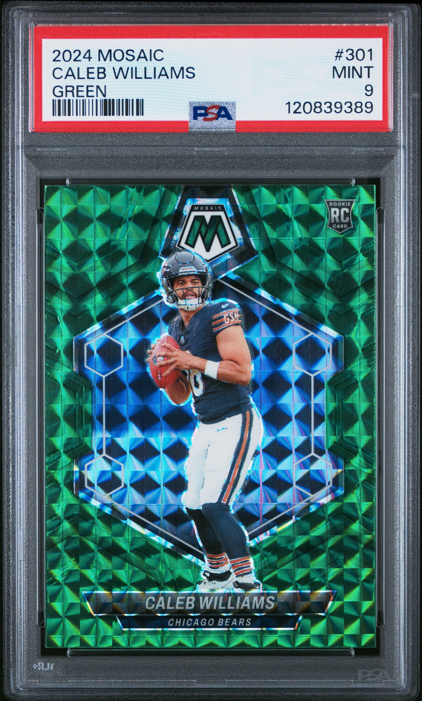 2024 Panini Mosaic #301 Caleb Williams Rookie RC Mosaic Green PSA 9