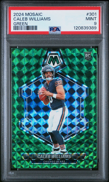 2024 Panini Mosaic #301 Caleb Williams Rookie RC Mosaic Green PSA 9