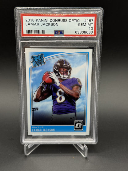 2018 Donruss Optic #167 Lamar Jackson Rated Rookie PSA 10