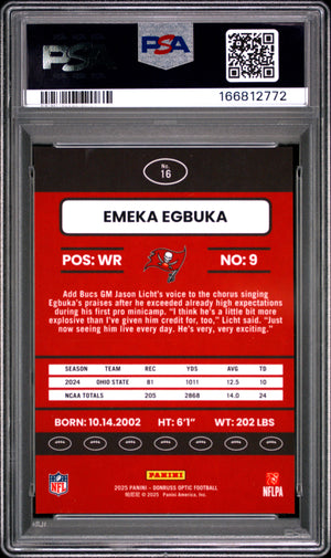 2025 Donruss Optic #16 Emeka Egbuka 2015 Rookie Retro PSA 10