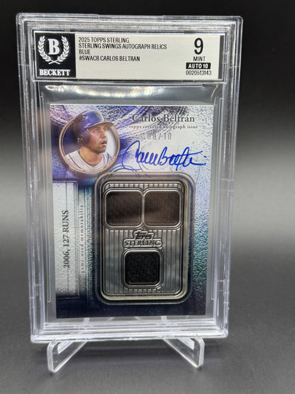 2025 Topps Sterling Swings #SWA-CB Carlos Beltrán Auto Game Used /10 BGS 9