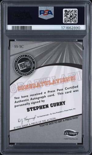 2009 Press Pass Fusion Stephen Curry Rookie RC Autographs Silver PSA Authentic