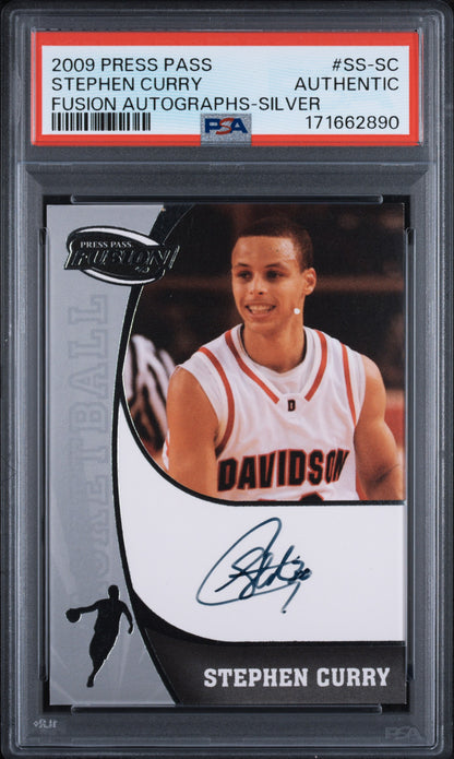 2009 Press Pass Fusion Stephen Curry Rookie RC Autographs Silver PSA Authentic