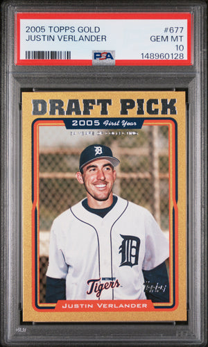 2005 Topps #677 Justin Verlander Rookie RC Gold #/2005 PSA 10 LOW POP