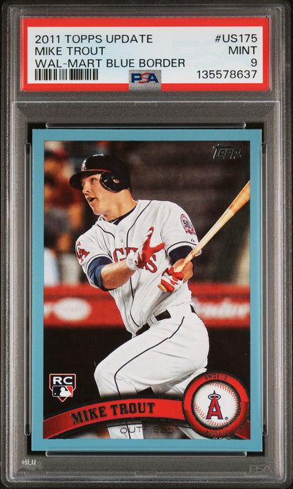2011 Topps Update #US175 Mike Trout Rookie RC Walmart Blue Border PSA 9