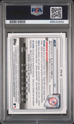 2020 Bowman #CPA-AV Anthony Volpe 1st RC Chrome Prospect Autographs PSA 10