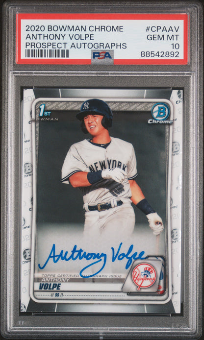 2020 Bowman #CPA-AV Anthony Volpe 1st RC Chrome Prospect Autographs PSA 10