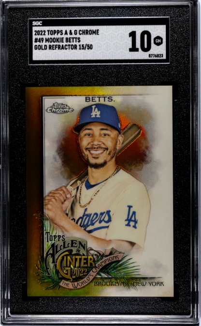 2022 Topps Allen & Ginter Chrome #49 Mookie Betts Gold Refractor #/50 SGC 10