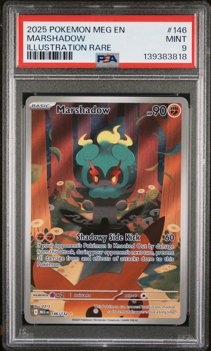 2025 Pokemon Meg Mega Evolution #146 Marshadow Illustration Rare PSA 9