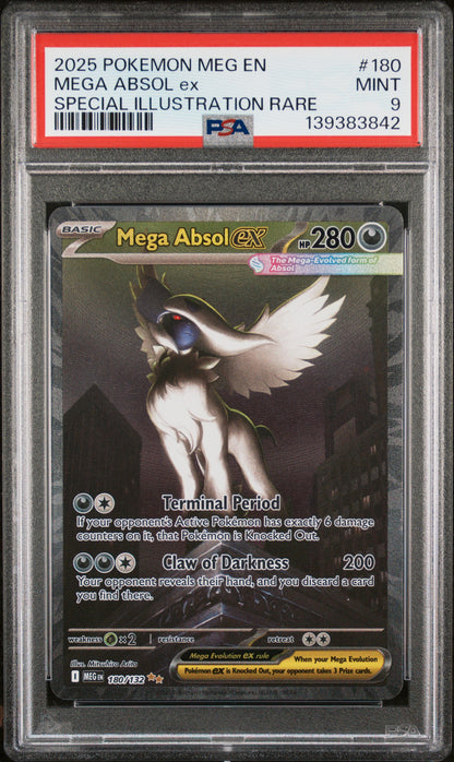 2025 Pokemon Mega Evolution #180 Mega Absol Ex Special Illustration Rare PSA 9