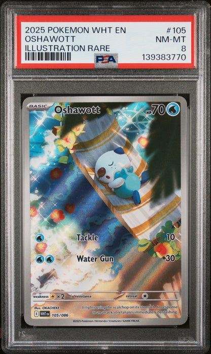 2025 Pokemon Wht White Flare #105 Oshawott Illustration Rare PSA 8