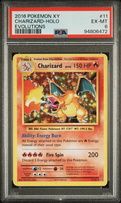 2016 Pokemon Xy Evolutions #11 Charizard Holo Evolutions PSA 6