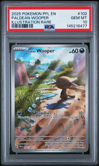2025 Pokemon ME02: Phantasmal Flames #102 Paldean Wooper PSA 10