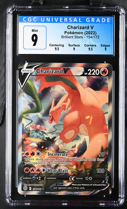 2022 Pokemon SWSH09: Brilliant Stars #154 Charizard V (Alternate Full Art) CGC 9