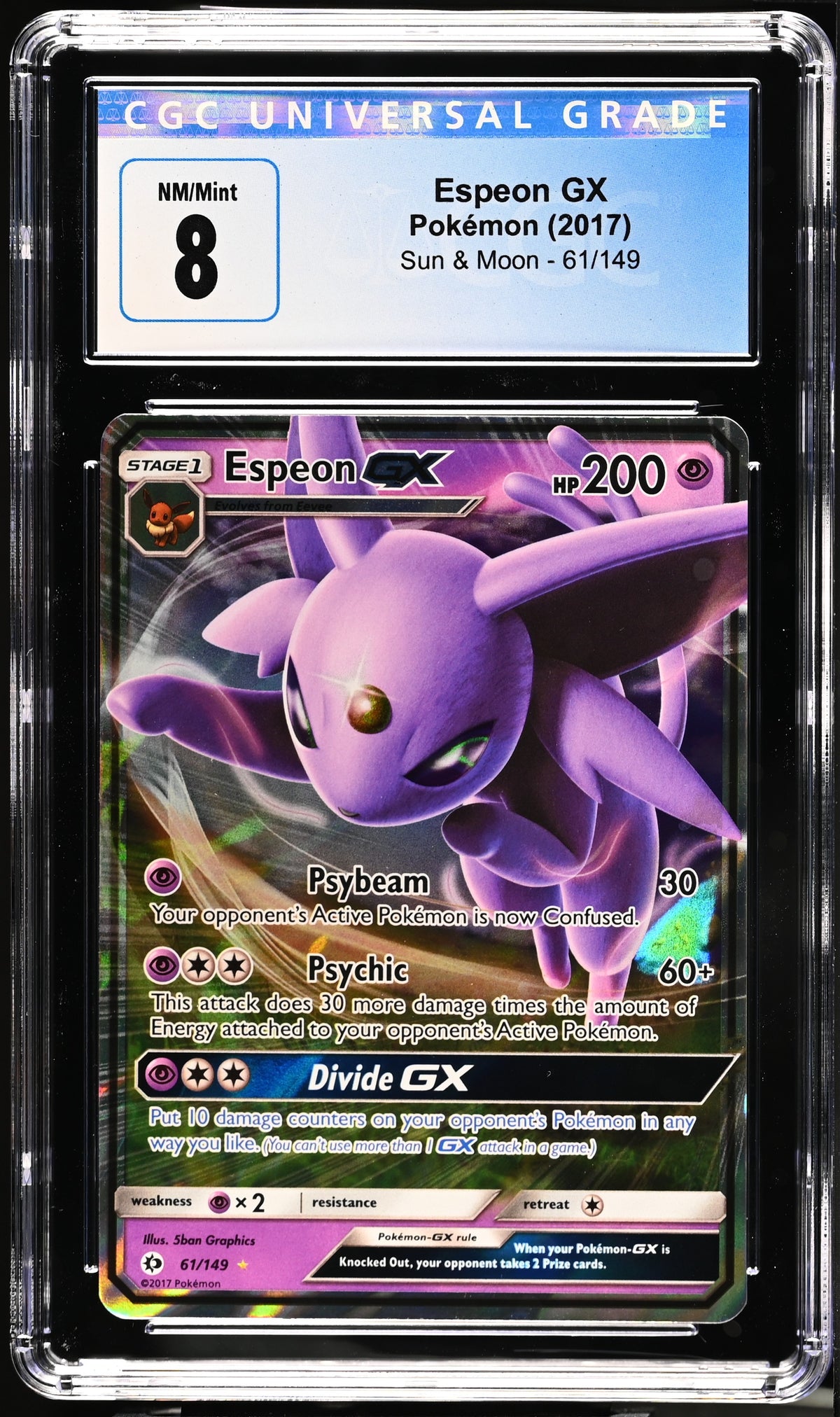 2017 Pokemon Sun & Moon #61 Espeon GX CGC 8